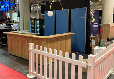 Aluminium Klapptheke Empfamgstheke Modultheke Eiche furniert Streifen