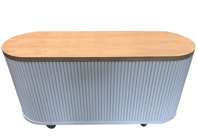 Loungeserie Elversberg Sitzbank mit integrierten Tischen und Theke abschlie�bar und mit Rollen